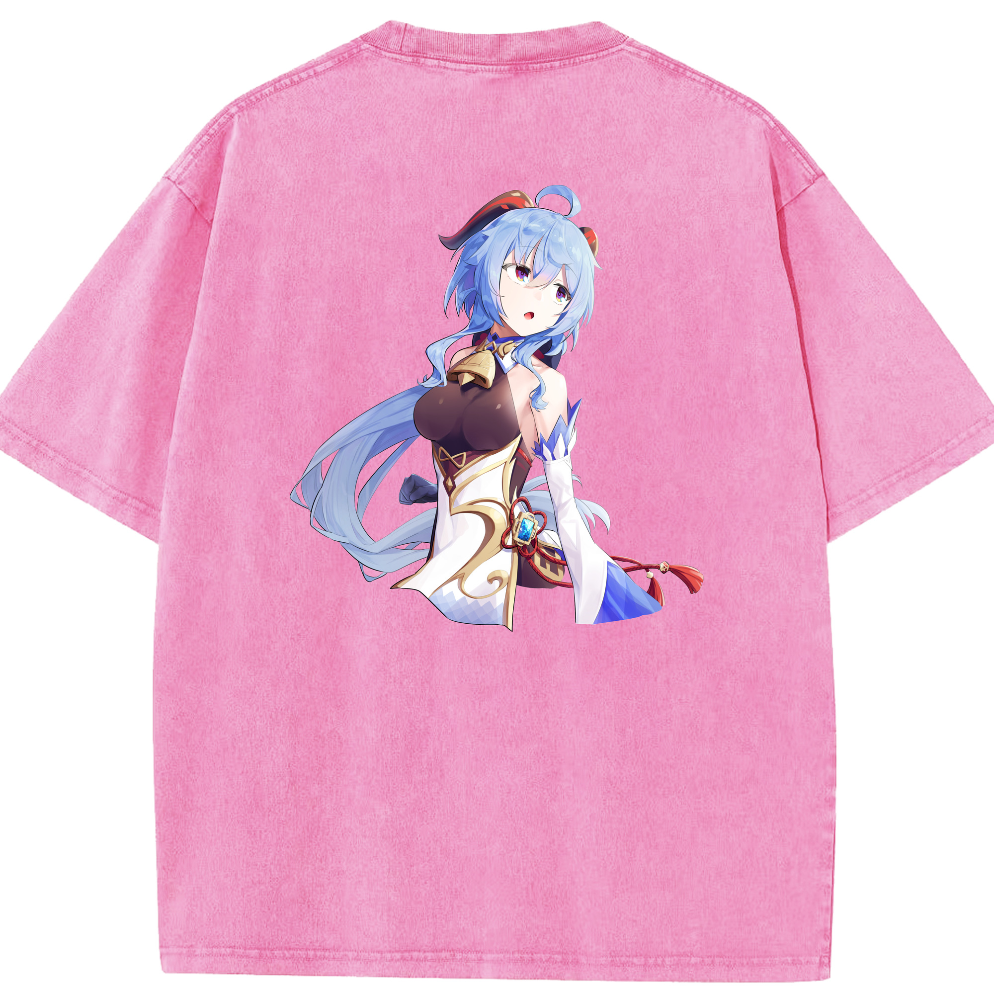 げんし神 甘雨 かんう genshin Ganyu 綿100% ヴィンテージ風 半袖Tシャツ（背面プリント）